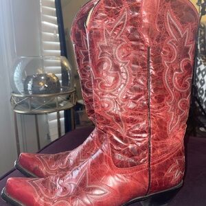 Red Leather Corral Cowboy Boots